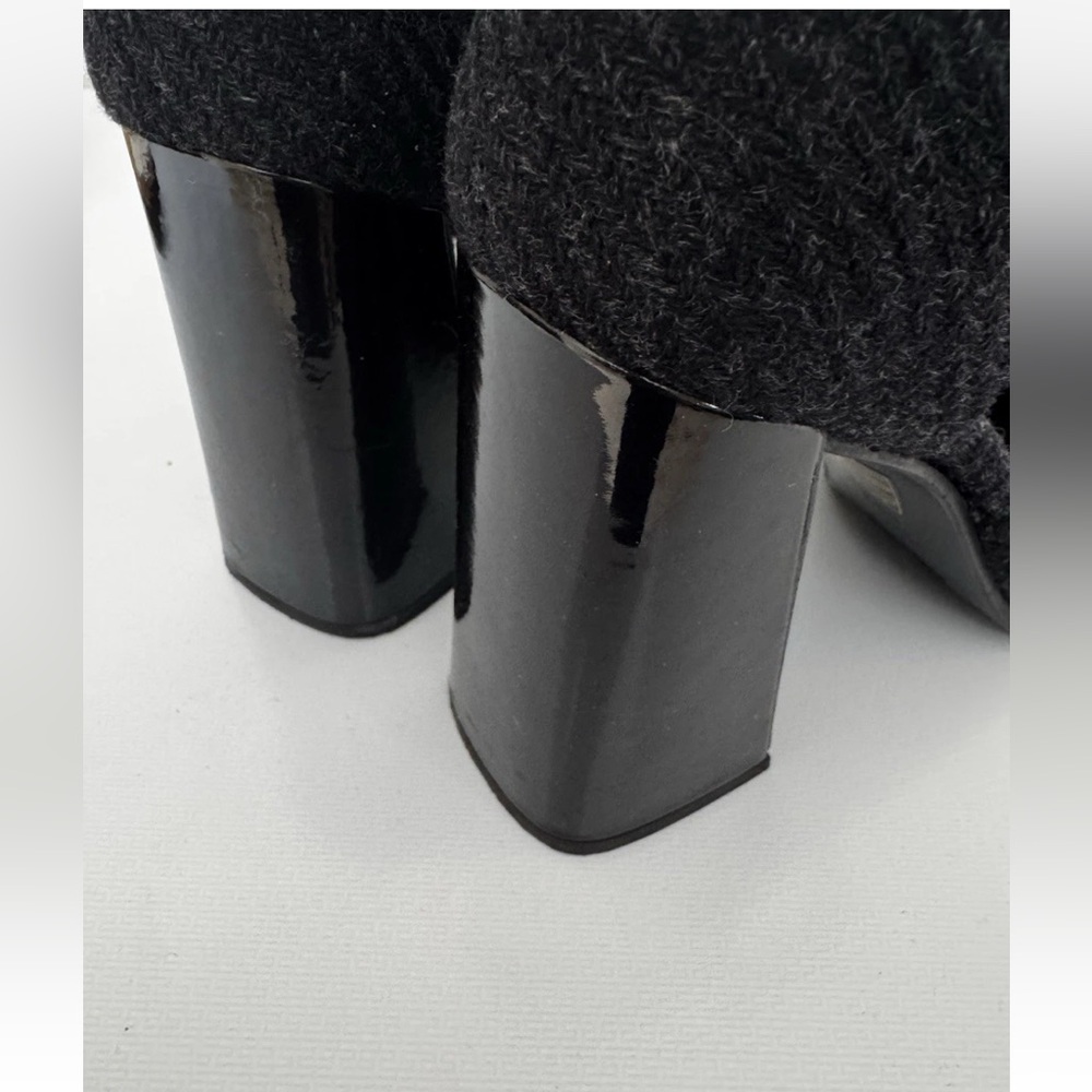 Prada Vintage 90s Black Wool Mary Jane Block Heels with Ankle Strap 38 8 - Picture 5 of 10